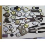 A collection of assorted pocket watch's and wristwatches most for spares/repairs including an Ostara