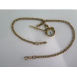 A 9ct yellow gold double Albert watch chain with a 9ct compass fob - Length 39cm - approx weight