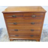 A circa 1900's satinwood chest of two over three drawers - Height 105cm x 104cm x 51cm - in polished