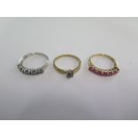 Three 9ct yellow gold dress rings size N/O - total approx weight 5.8 grams - all generally good