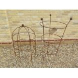 A Peony iron plant support - Height 114cm - together with a lobster cage plant support - Height 90cm