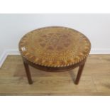A Moroccan round inlaid timber coffee table - Height 43cm x Diameter 61cm
