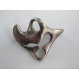 A Georg Jensen sterling silver Ameoba brooch no 322 - Width 4.5cm - some general marks but