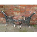 A pair of Victorian style cast iron heavy bench ends - Width 72cm x Height 77cm