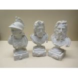 Three Parian ware classical busts - Height 15cm - all with chips or repair