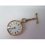 A 14ct yellow gold open face key wind pocket watch - approx weight 35 grams - with 35mm case -