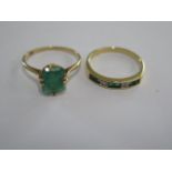 Two 18ct yellow gold rings sizes O - approx total weight 4.7 grams - one missing a claw otherwise