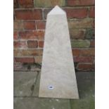 A hand carved natural limestone obelisk - 30cm x 22cm x 64cm tall