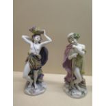 A pair of ENS porcelain figures of scantily clad maidens - Height 23cm - both good condition, faults