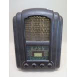 A brown Bakelite Ferranti 145 art deco valve radio - not working - case appears undamaged - Height