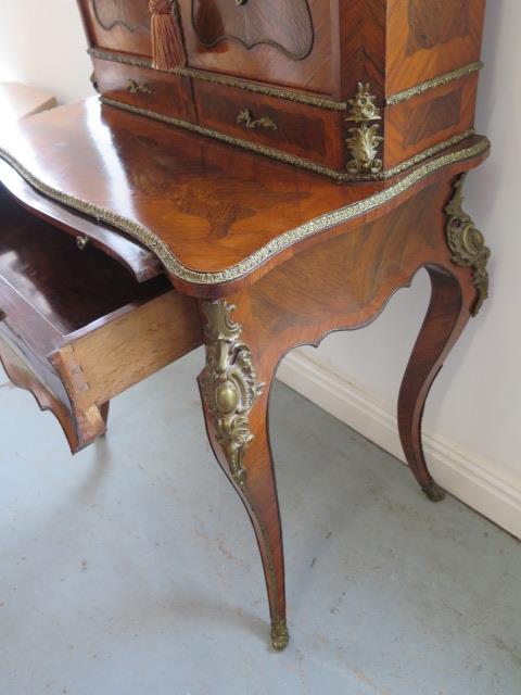 A good 19th Century kingwood, rosewood and ormolu mounted Bonheur du Jour with cavetto top, enclosed - Image 6 of 6