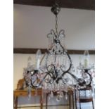 A six branch drop lustre chandelier - Total height 84cm x Width 60cm