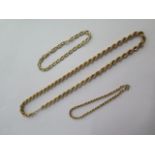 Two 9ct yellow gold bracelets and a 9ct yellow gold 40cm necklace - total weight approx 14.9 grams