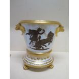 A 19th century gilt decorated planter and base - Height 17cm - some chipping and wear but