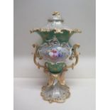 A 19th century porcelain lidded centrepiece - Height 37cm - with floral decoration, some