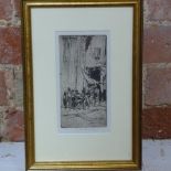 Sir Frank Brangwyn RA RWS (1867-1956) signed etching frame size 30cm x 20cm - good condition