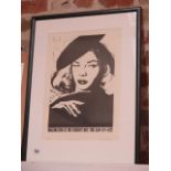 Peter Polaine Artist Proof Lauren Bacall - frame size 66cm x 50cm