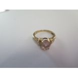 9ct yellow gold Moroppino Morgauite ring size R - approx weight 4 grams - with certificate - good