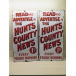 Local Interest - A pair of enamel "Read and Advertise in the Hunts County News Every Friday Morning"
