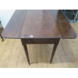 A mahogany drop leaf Pembroke table with a drawer - Height 73cm x 83cm x 86cm wide extended