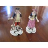 A pair of Spode Chelsea figures no 3 and no 4 - Height 20cm - both good