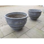 A pair of lead Bulbeck Foundry giant egg cup planters model P6 - Height 59.5cm x top diameter 81.5cm
