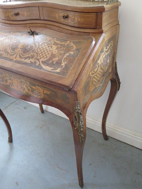 A good 19th Century kingwood, rosewood and ormolu mounted Bureau de Dame in the Louis XV taste - Image 3 of 5