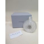 A Lalique glass floral scent bottle - Height 13cm - boxed, in good condition