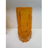 A Whitefriars glass orange/tangerine bark effect vase - Height 125.5cm - in good condition