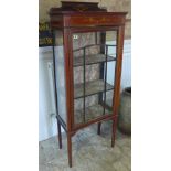 An Edwardian decorated mahogany display cabinet - Height 150cm x 59cm x 30cm