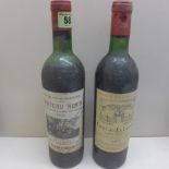 A bottle of Chateau Neuin Pomerol 1971 red wine, level below neck and a bottle of Chateau la