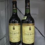 Two bottles of Chateau Talbot Cordier Grand Cru Classe Saint-Julien red wine 1978 - levels