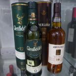 A 70cl bottle of Glenfiddich single malt whisky and a 70cl bottle of Aberlour Highland Single Malt