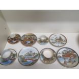 Four Satsuma cup saucers and plate trios, all good condition
