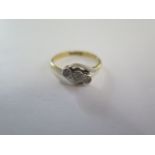 An 18ct yellow gold platinum diamond ring, size M, approx 2.6 grams
