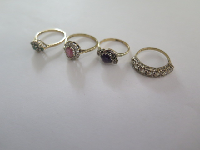 Four 9ct yellow gold rings, sizes L, M, N, O, total approx 8.7 grams - Image 5 of 6