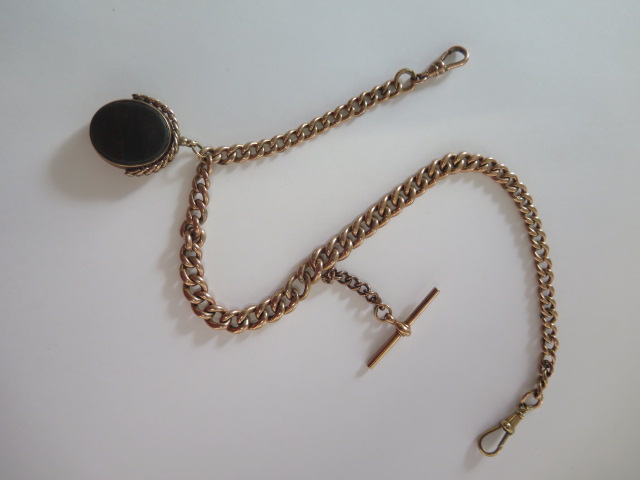 A 9ct yellow gold double Albert graduating yellow gold watch chain with fob, 38cm long, total approx - Image 2 of 6