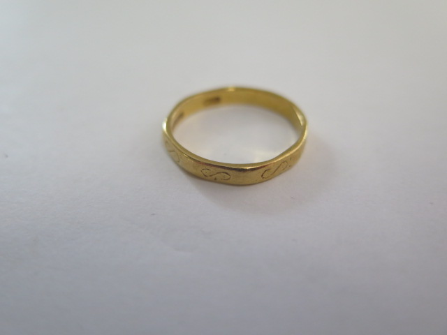 A 22ct band ring, size M, approx 3 grams, some wear but generally good - Image 2 of 4