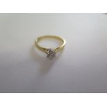 An 18ct yellow gold diamond solitaire ring, approx 0.50ct, ring size O, approx 2.8 grams, diamond