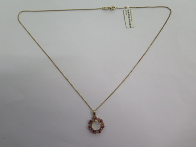 A 9ct yellow gold pink tourmaline pendant - Width 18mm - weight approx 4.6 grams - RRP £404 - ex