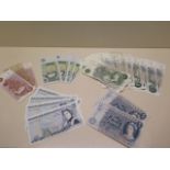 A good collection of Bank of England notes - 3 x 10 Shilling, 31 x £1, 6 x £5