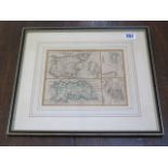 John Rocque 1704-1762 hand coloured map of Guernsey and Jersey