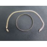 A 9ct yellow gold 27cm bracelet and a 9ct bangle, total approx 10.9 grams