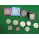 Five commemorative coins, 4 half crowns, 1 silver florin