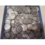 A collection of British mainly pre 1947 half silver coins mainly sixpence and shilling - total