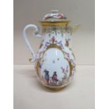 A Meissen Sparrow beak lidded jug with chinoiserie decoration - Height 21cm - restoration to spout