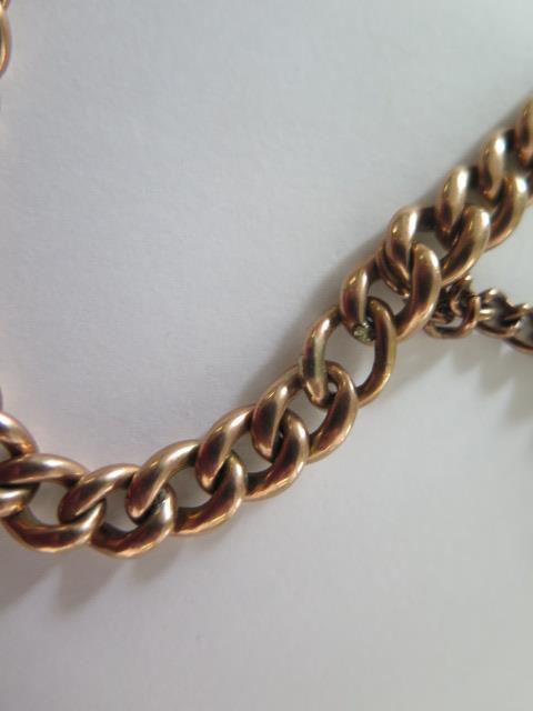 A 9ct yellow gold double Albert graduating yellow gold watch chain with fob, 38cm long, total approx - Image 5 of 6