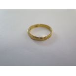 A 22ct band ring, size M, approx 3 grams, some wear but generally good