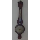 A 19th century mahogany and inlaid barometer with a silvered dial signed G Mache Cambridge