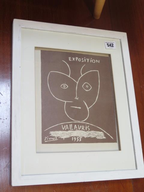 A print of a Picasso Exposition poster in a white frame, 38cm x 31cm